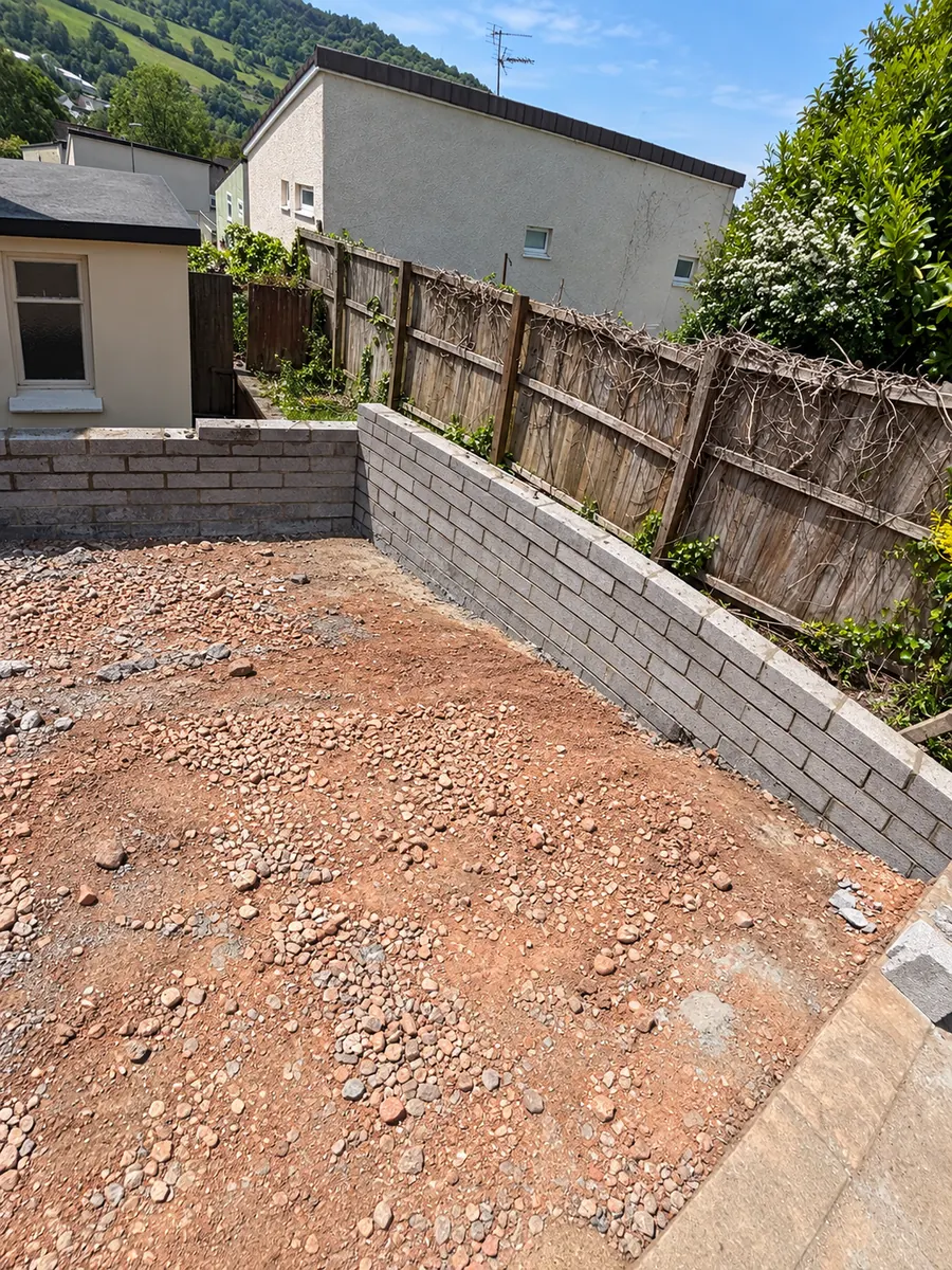 Driveway excavation and retaining walls